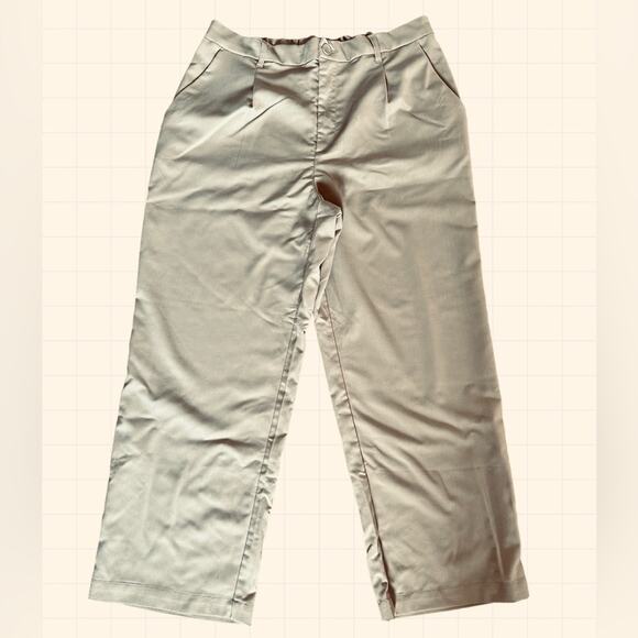 H&M‎ Divided Women's Wide Leg Pants in Light Beige Size XL -LIKE NEW - Picture 1 of 5